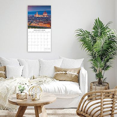 2026 Square Wall Calendar, Tuscany, 16-Month Passport Collection Theme 12x12 in