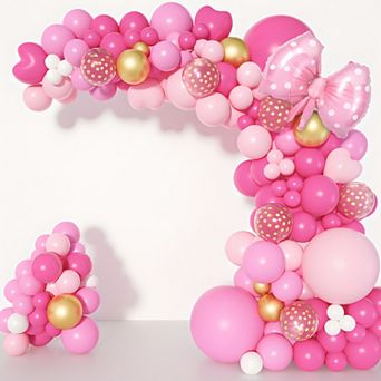 Princess Pink Balloon Garland Kit with Star & Kiss Balloons 144 pc for Wedding, Shower, or Birthday.