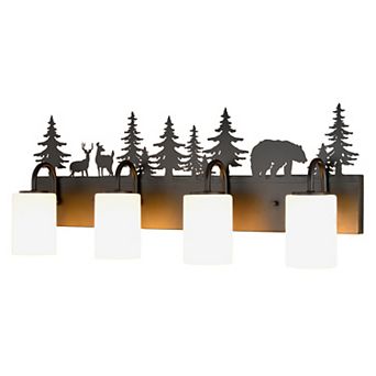 VAXCEL Acadia 4-Light Bronze Rustic Bathroom Vanity Fixture with Nightlight