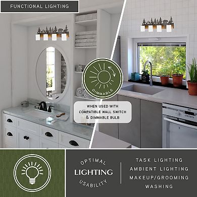 VAXCEL Acadia 4-Light Bronze Rustic Bathroom Vanity Fixture with Nightlight