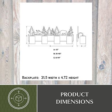 VAXCEL Acadia 4-Light Bronze Rustic Bathroom Vanity Fixture with Nightlight