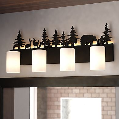 VAXCEL Acadia 4-Light Bronze Rustic Bathroom Vanity Fixture with Nightlight
