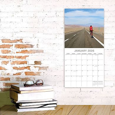 2026 Square Wall Calendar, Cycling, 16-Month Lifestyles Theme 30x30 cm