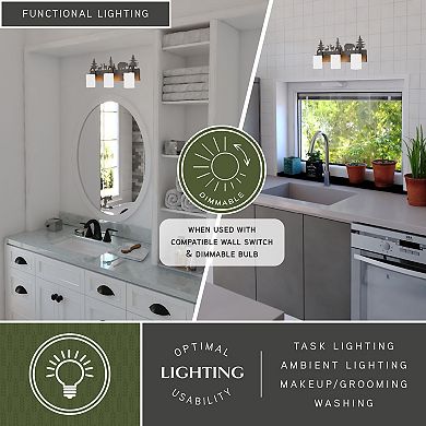 VAXCEL Acadia 3-Light Bronze Rustic Bathroom Vanity Fixture with Nightlight