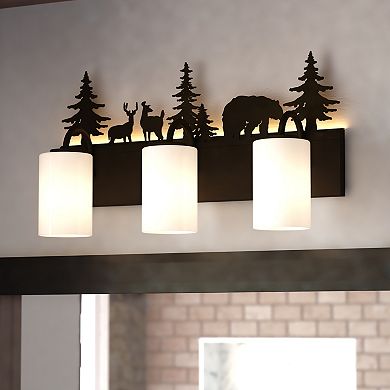 VAXCEL Acadia 3-Light Bronze Rustic Bathroom Vanity Fixture with Nightlight