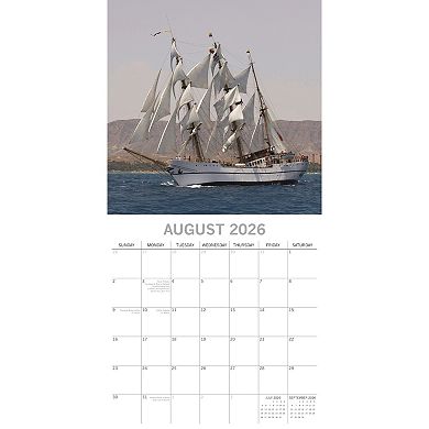 2026 Square Wall Calendar, Tall Ships, 16-Month Transport Theme 12x12 in