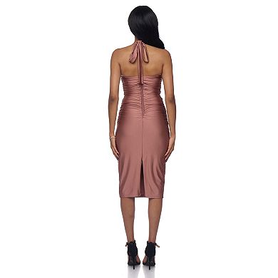 Juniors' B. Smart Shirred Halter Midi Dress
