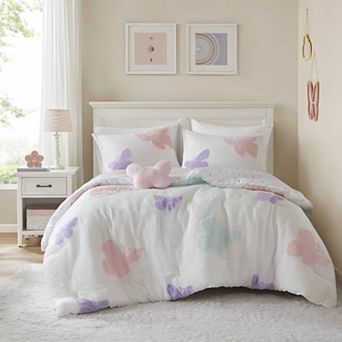 Intelligent Design Butterfly Comforter Set with Coordinating Throw Pillow