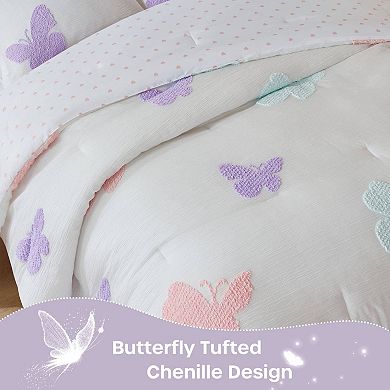 Intelligent Design Butterfly Comforter Set with Coordinating Throw Pillow