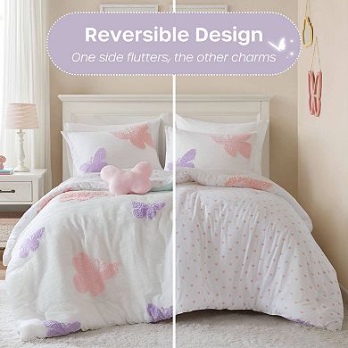Intelligent Design Butterfly Comforter Set with Coordinating Throw Pillow