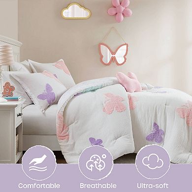 Intelligent Design Butterfly Comforter Set with Coordinating Throw Pillow