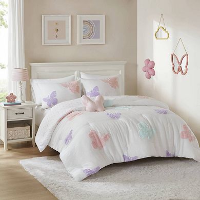 Intelligent Design Butterfly Comforter Set with Coordinating Throw Pillow