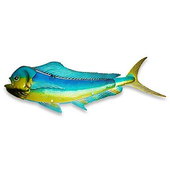 G128 36 in Green Mahi-mahi Metal Wall Decor Tropical Ocean Theme Indoor Outdoor