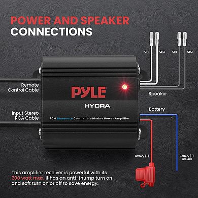 Pyle Auto 2-Channel Marine Amplifier - 200 Watt