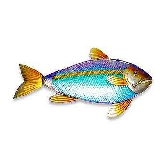 G128 32 in Yellowtail Fish Metal Wall Decor Coastal Ocean Theme Indoor Outdoor