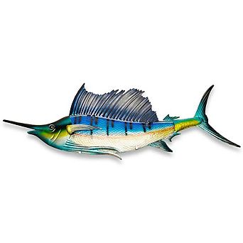 G128 36 in Metal Sailfish Wall Hanging Art Indoor Outdoor Decoration