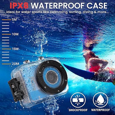 Sound Around Gear Pro Sports Action Camera, 1080P, 12MP, 2.4" Touch Screen, Waterproof