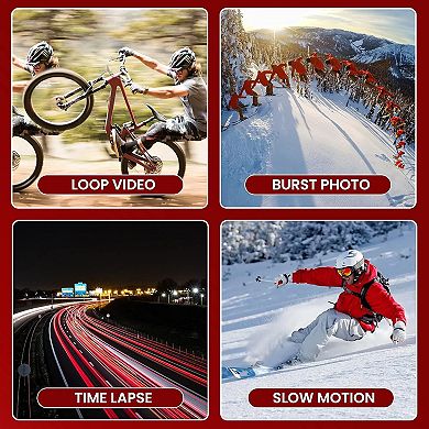 Sound Around Gear Pro Sports Action Camera, 1080P, 12MP, 2.4" Touch Screen, Waterproof