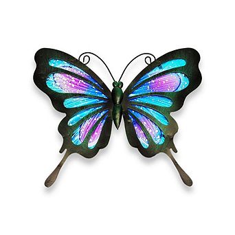 G128 Blue and Purple Butterfly Metal Indoor Outdoor Wall Art Hanging Decor