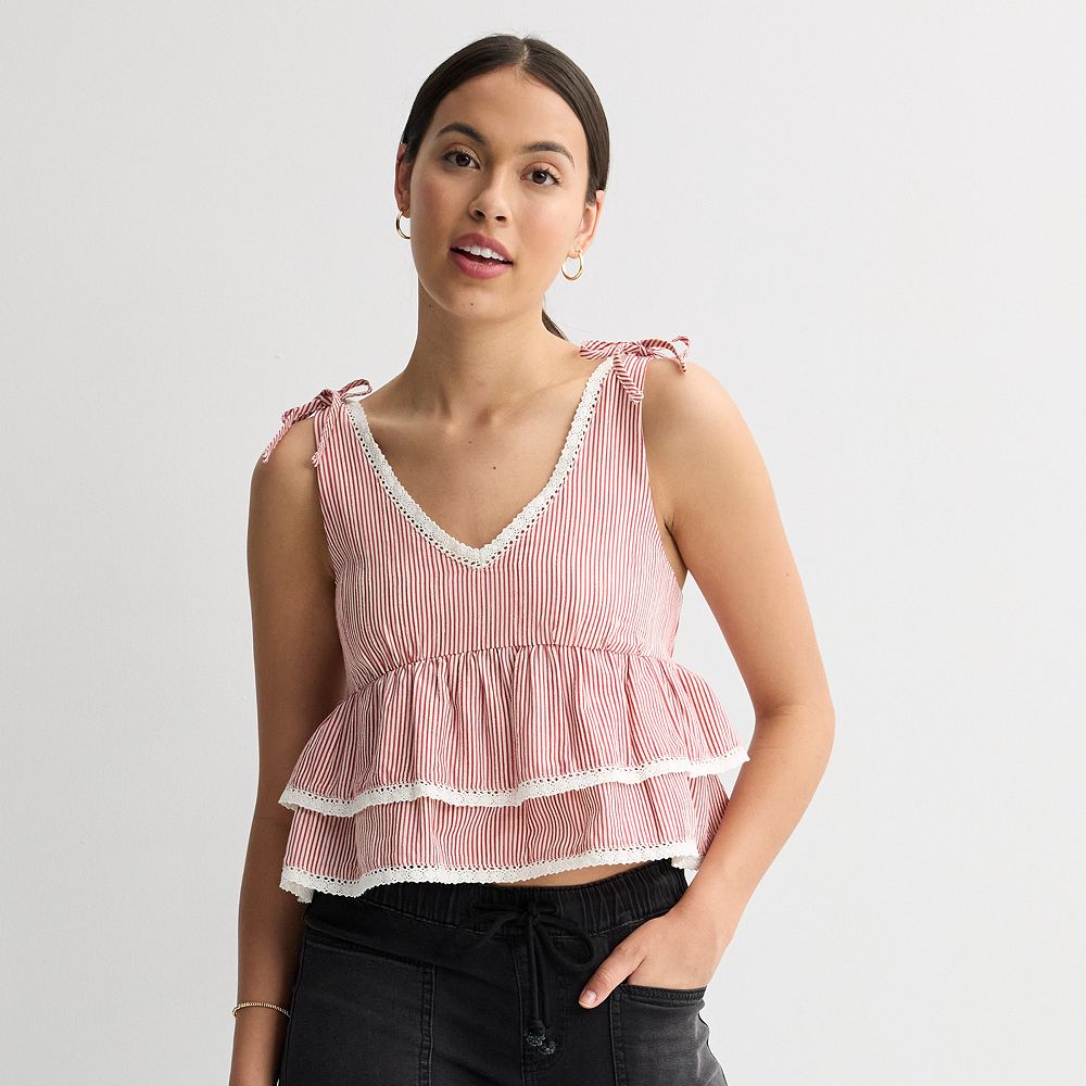 Juniors' Love, Fire Babydoll Ruffle Tank Top