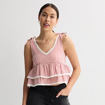 Juniors' Love, Fire Babydoll Ruffle Tank Top