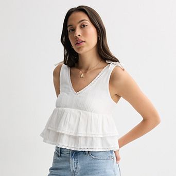 Juniors' Love, Fire Babydoll Ruffle Tank Top