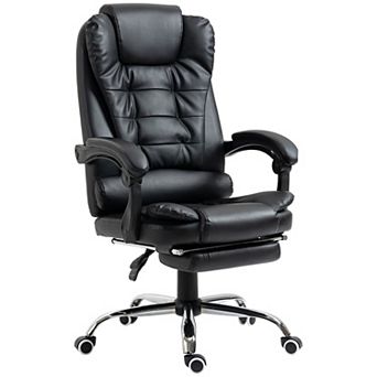 Home Office Chair with PU Leather Foam Padding 145° Recline Footrest Adjustable Height from 46"to50"
