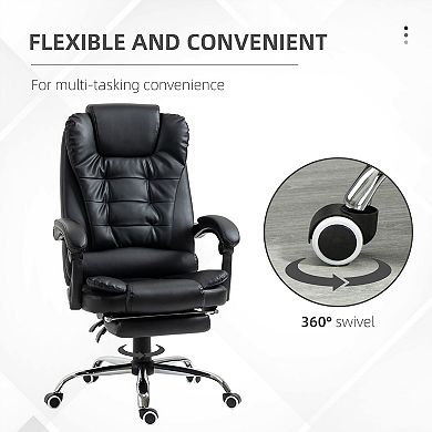Home Office Chair with PU Leather Foam Padding 145° Recline Footrest Adjustable Height from 46"to50"