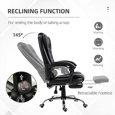 Home Office Chair with PU Leather Foam Padding 145° Recline Footrest Adjustable Height from 46"to50"