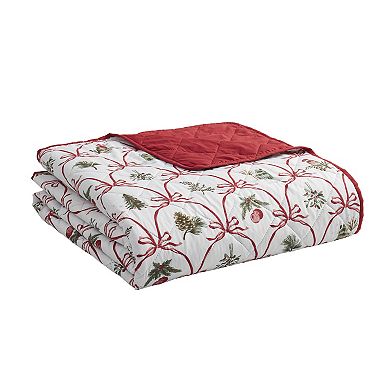 VCNY Home Multi Christmas Bow Microfiber Quilt Set