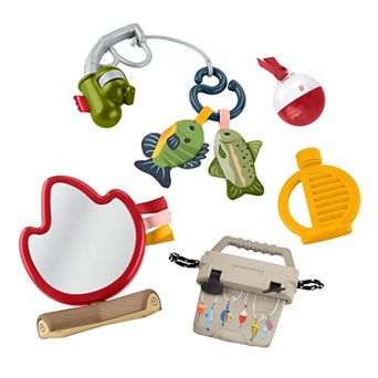 Fisher-Price Mini Me Moments Camp & Crinkle Gift 7 pc Fishing & Hiking Baby Activity Toy Set