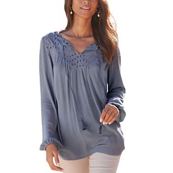 Lascana Women's Boho Eyelet Blouse