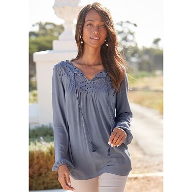 Lascana Women's Boho Eyelet Blouse