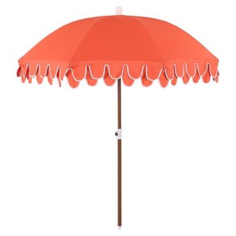 Horizon 6.5 ft. Scalloped Fringe Beach Umbrella with Tilt, Vent, UV Protection & Carry Bag