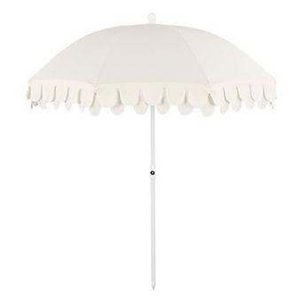Horizon 6.5 ft. Scalloped Fringe Beach Umbrella with Tilt, Vent, UV Protection & Carry Bag