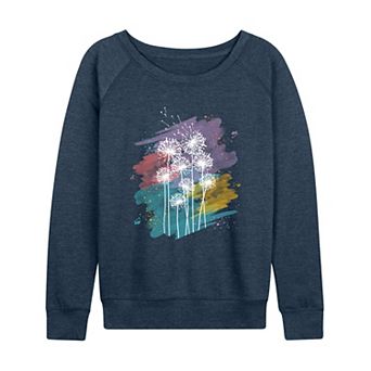 Women's Dandelions Watercolor French Terry Long Sleeve Tee