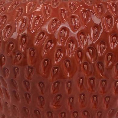 Kema Decorative Flower Vase, Strawberry Accent, 13 Inch Red Ceramic