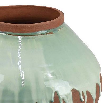 Hino Decorative Vase, 13 Inch Dripping Paint Texture, Brown Ceramic