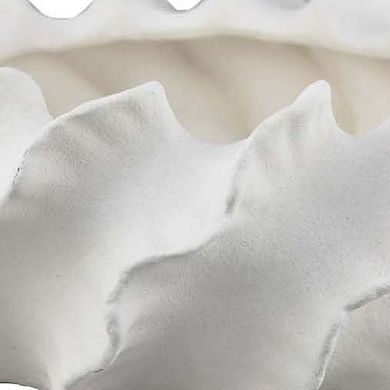 Velz Decorative Planter, 16 Inch Wavy Edge, Matte White Ceramic
