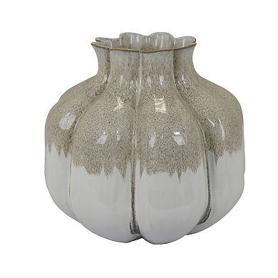 Roxy Rounded Vase with Scalloped Rim, Multi Colored Ceramic 11 Inch