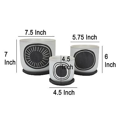 Meon 3pc Garden Planter Set, Textured Ceramic Design