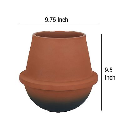 Decorative Flower Vase, Terracotta Inspired Orange Ceramic 10 Inch