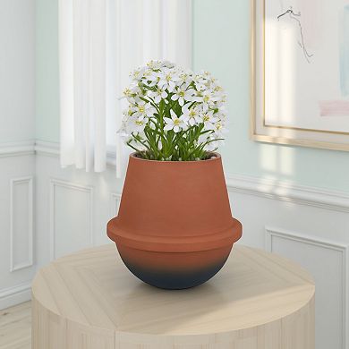 Decorative Flower Vase, Terracotta Inspired Orange Ceramic 10 Inch