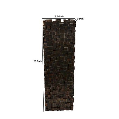 Accent Vase, Dark Bronze Resin, Prominent Geometric Texture, 20 Inch