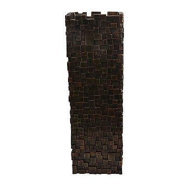 Accent Vase, Dark Bronze Resin, Prominent Geometric Texture, 20 Inch