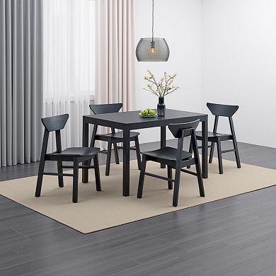 Frey Dining Table, 47 Inch Rectangular Top, Scandinavian Black Wood