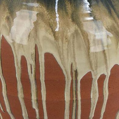 Hino Decorative Vase, Dripping Paint Texture, 13 Inch Brown Ceramic