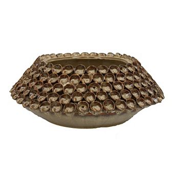 Rysa Vase, Glossy Brown Ceramic, Unique Coral Texture Design, 14 Inch