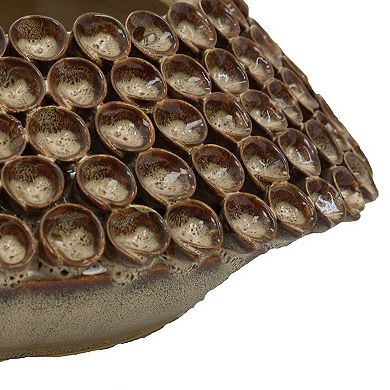 Rysa Vase, Glossy Brown Ceramic, Unique Coral Texture Design, 14 Inch