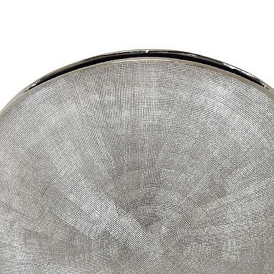 Harvey Accent Vase, Metallic Texture, Flat Round Gray Ceramic 15 Inch